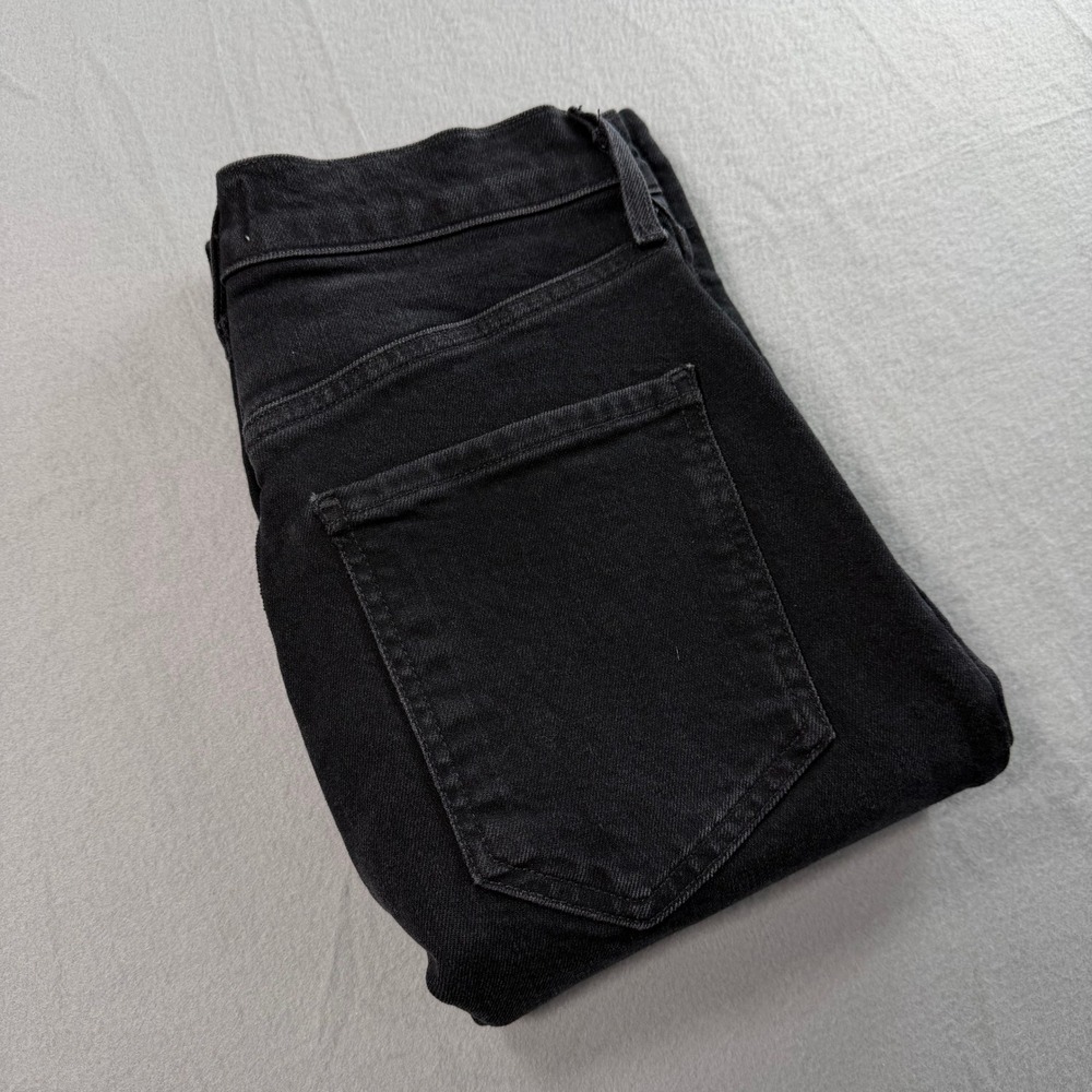 AGOLDE Riley Long Jeans Womens 25 Black High Rise Straight Raw Hem Minimal Chic - Picture 9 of 10